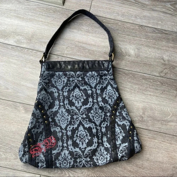 Skull Dust Bag  Canvas Studded Tote Shoulder Bag - Picture 6 of 13